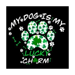 my dog is my lucky charm svg, trending svg, st patrick day svg, st patrick svg, st patrick day 2021, shamrock paw dog, i