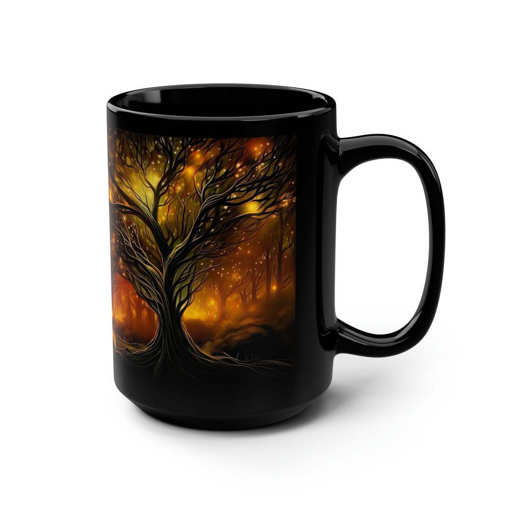 Enchanted Glowing Forest Mug 15 Black Ceramic Magical Forest Coffee Mug Mystical Aesthetic Tea Mug Fairy Tale Land Coffee Cup Magical Cup 2.jpg