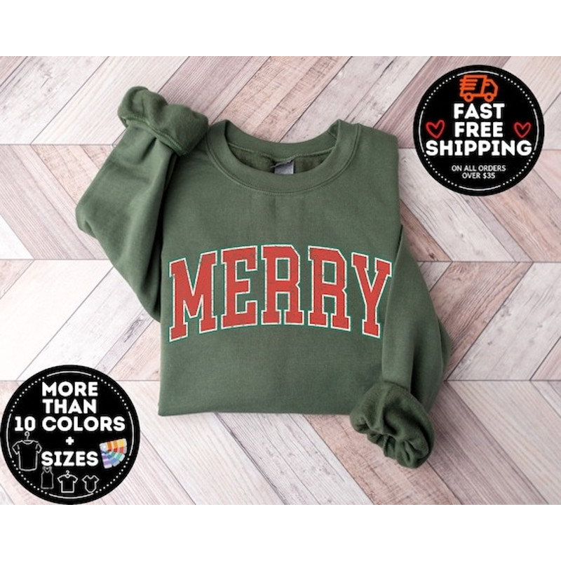 Merry Christmas Sweatshirt, Christmas Shirts, Cute Winter Sweater, Christmas Shirt for Women, Christmas Crewneck Sweatshirt, Holiday Sweater.jpg