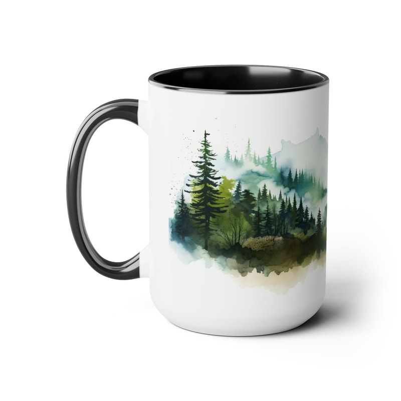 Evergreen Forest Mug Nature Landscape Coffee Mug Pine Trees Tea Mug Wilderness Retreat Drinkware Nordic Forest Coffee Cup Outdoor Adventure 2.jpg
