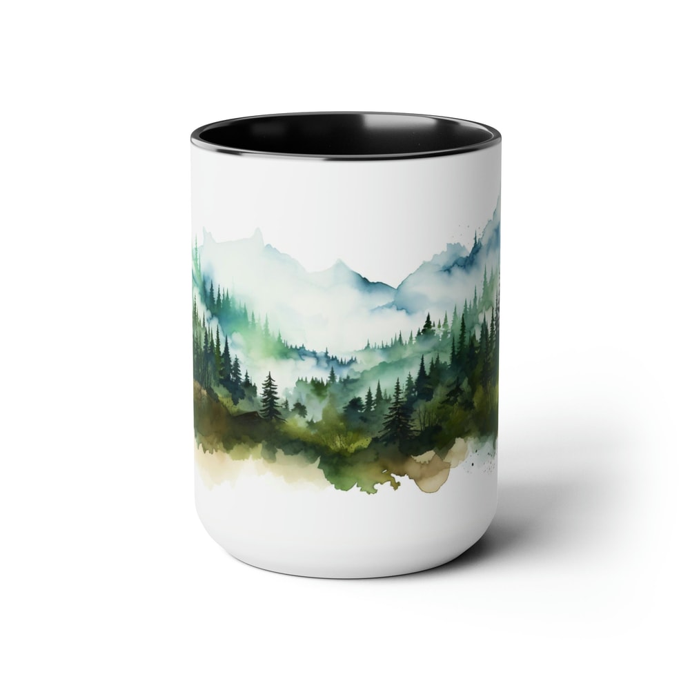 Evergreen Forest Mug Nature Landscape Coffee Mug Pine Trees Tea Mug Wilderness Retreat Drinkware Nordic Forest Coffee Cup Outdoor Adventure 3.jpg