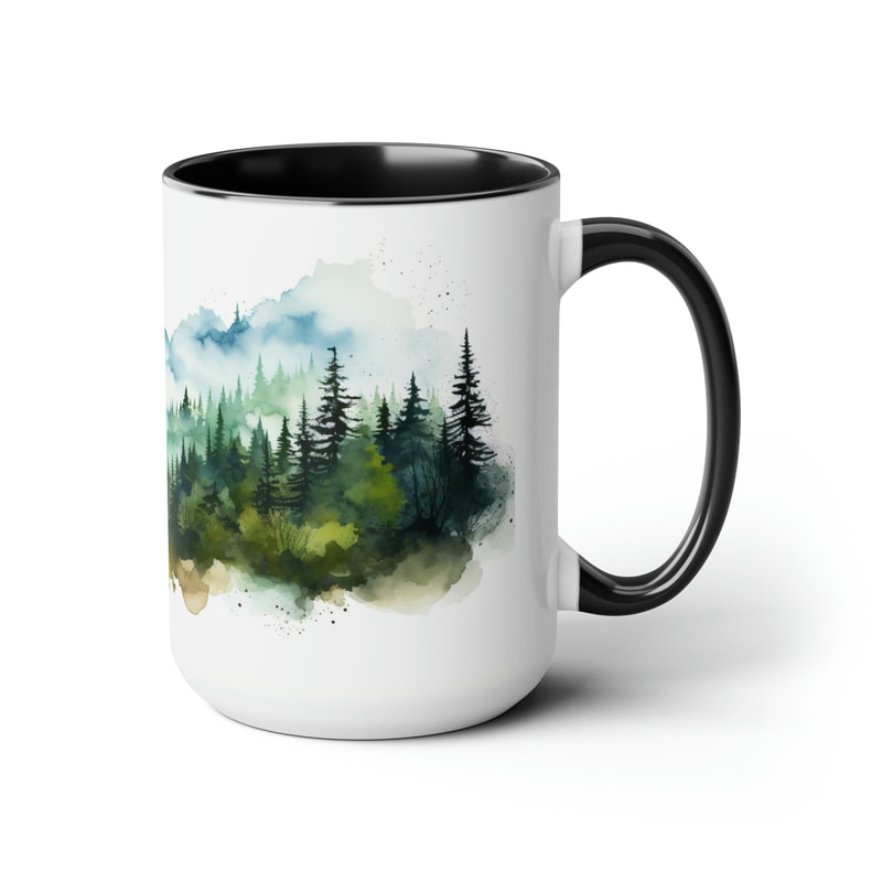 Evergreen Forest Mug Nature Landscape Coffee Mug Pine Trees Tea Mug Wilderness Retreat Drinkware Nordic Forest Coffee Cup Outdoor Adventure 4.jpg