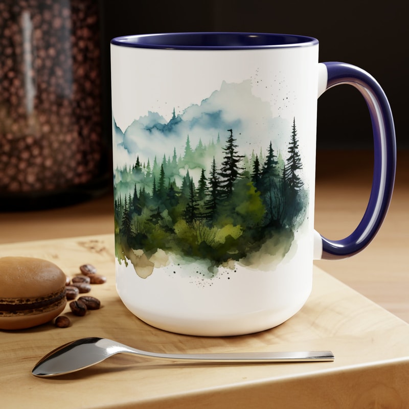 Evergreen Forest Mug Nature Landscape Coffee Mug Pine Trees Tea Mug Wilderness Retreat Drinkware Nordic Forest Coffee Cup Outdoor Adventure 5.jpg