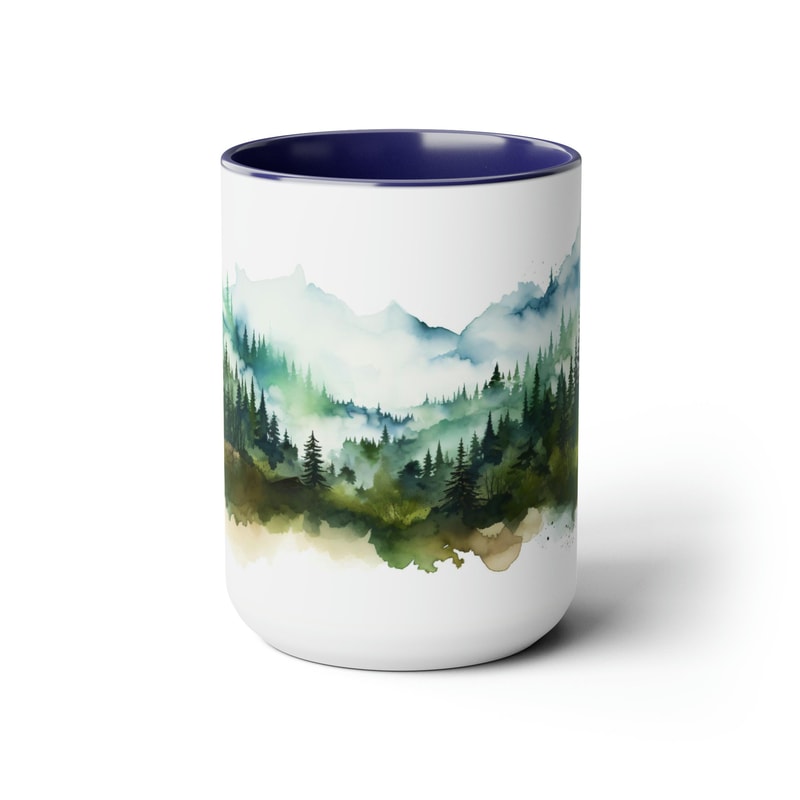 Evergreen Forest Mug Nature Landscape Coffee Mug Pine Trees Tea Mug Wilderness Retreat Drinkware Nordic Forest Coffee Cup Outdoor Adventure 7.jpg