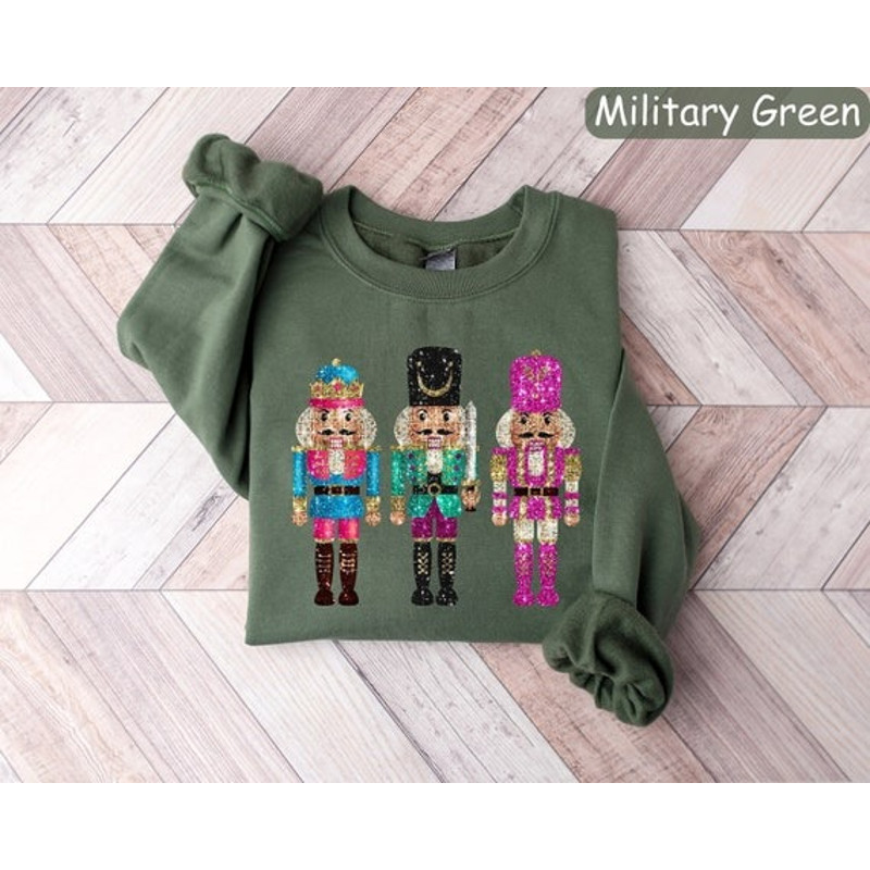 Nutcracker Sweatshirt, Christmas Nutcracker Shirt, Christmas Gift, Faux Sequin Shirt, Womens Christmas, Holiday Sweaters, Christmas Crewneck.jpg