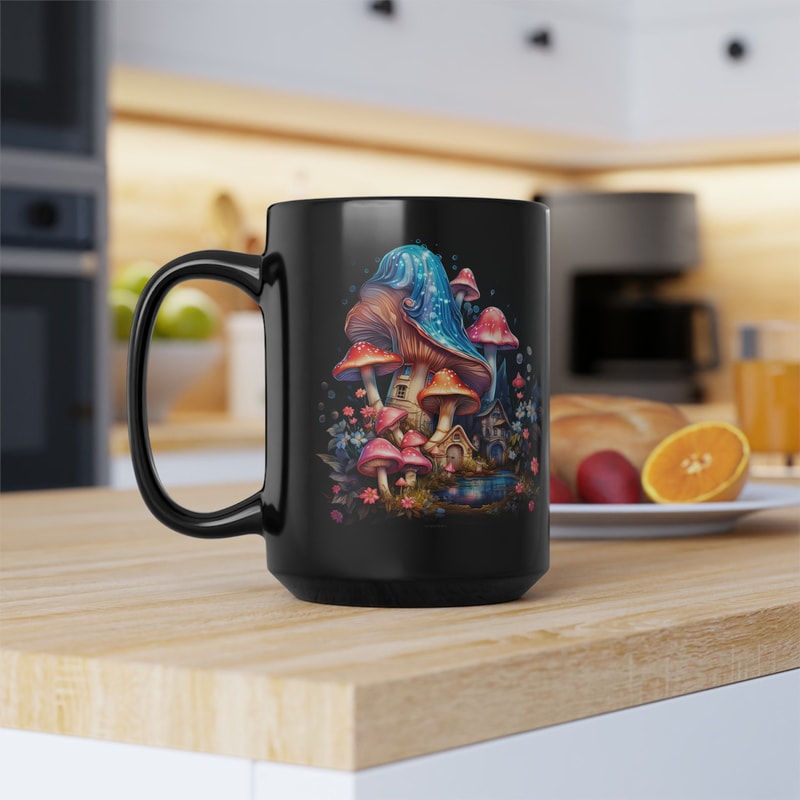 Fairy Mushroom House Enchanted Mushroom Coffee Mug Magical Forest Tea Mug 15oz Enchanted Forest Mug Magical Aesthetic Mushroom Cottage Mug 6.jpg