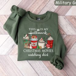 this is my movie watching sweatshirts, hallmark christmas movies shirt, holiday spirit shirts, gift for her, cute christ