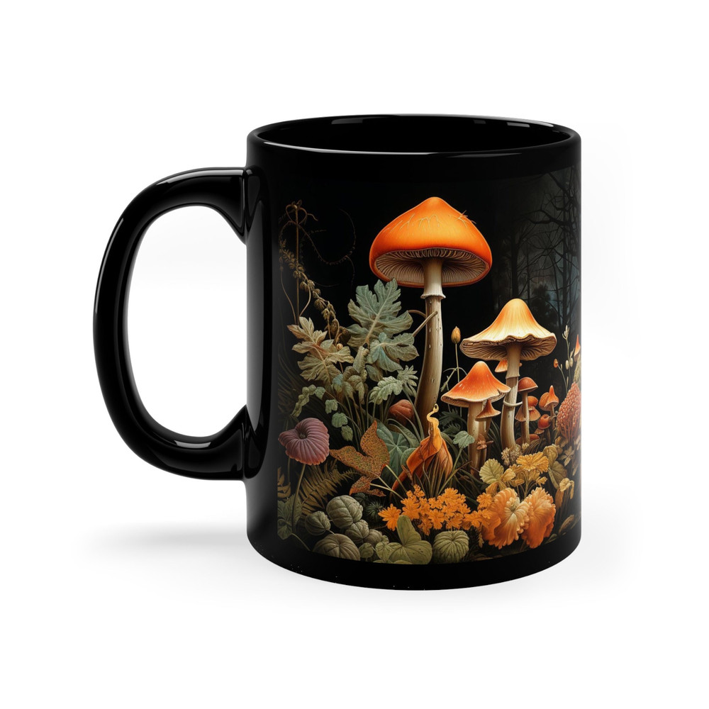 Fall Foliage Tea Cup Rustic Fall Mug Autumn Drinkware Earthy Tea Mug Ceramic Mushroom Coffee Mug Mushroom Design Cup Earth Tone Coffee Cup 2.jpg