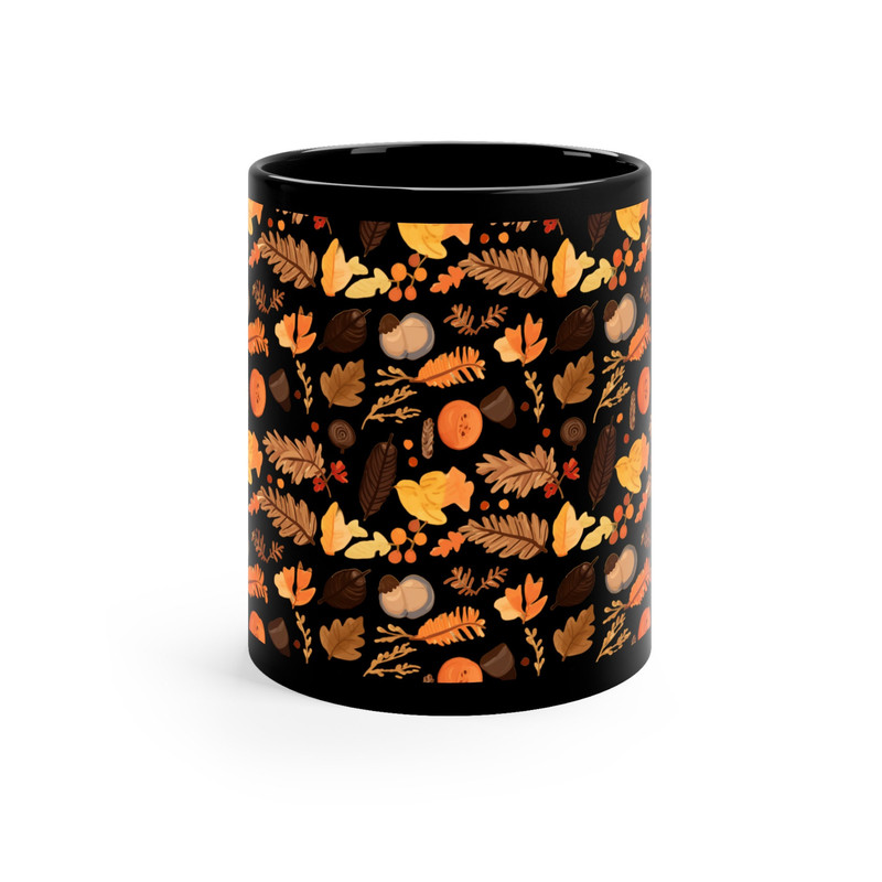 Fall Leaf Mug Autumn Leaf Patterned Cup Seasonal Coffee Mugs Rustic Autumn Drinkware Fall Themed Coffee Mug Maple Leaf Print Harvest Season 2.jpg