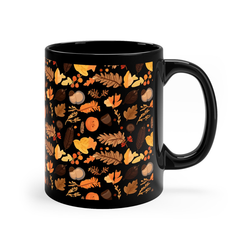 Fall Leaf Mug Autumn Leaf Patterned Cup Seasonal Coffee Mugs Rustic Autumn Drinkware Fall Themed Coffee Mug Maple Leaf Print Harvest Season 4.jpg