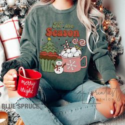 tis the season christmas sweatshirt, retro christmas sweathsirt, holiday apparel, iprintasty christmas, merry christmas