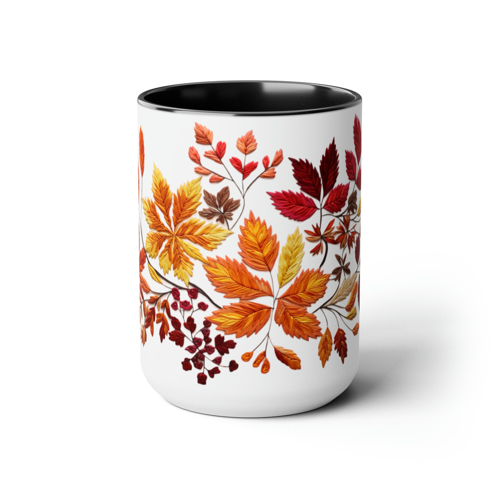 Fall Leaves Embroidered Coffee Mug Embroidered Autumn Leaves Mug Thanksgiving Mug Leaf Embroidery Autumn Fall Leaves Autumn Decor 2.jpg