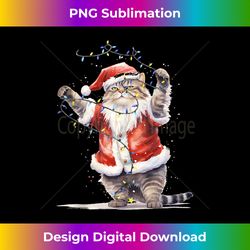 Cat Wrapped In Christmas Lights Cute Xmas Kitten Girls Womes Tank Top - Crafted Sublimation Digital Download - Rapidly Innovate Your Artistic Vision