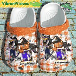 mama life crocs shoes, funny pumkin cat crocs shoes sister