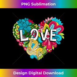 Doodle floral heart with love lettering for valentines day - Contemporary PNG Sublimation Design - Craft with Boldness and Assurance