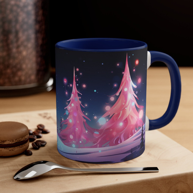 Festive Mug Christmas Tree Wrap Coffee Mug Seasonal Decor Tea Cup Holiday Drinkware Festive Season Cup Pink Christmas Tree Pinkmas Decor 1.jpg