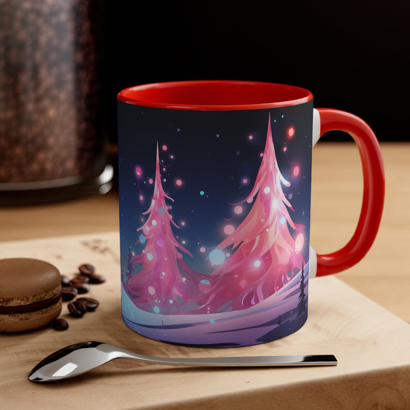 Festive Mug Christmas Tree Wrap Coffee Mug Seasonal Decor Tea Cup Holiday Drinkware Festive Season Cup Pink Christmas Tree Pinkmas Decor 10.jpg