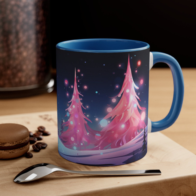Festive Mug Christmas Tree Wrap Coffee Mug Seasonal Decor Tea Cup Holiday Drinkware Festive Season Cup Pink Christmas Tree Pinkmas Decor 2.jpg