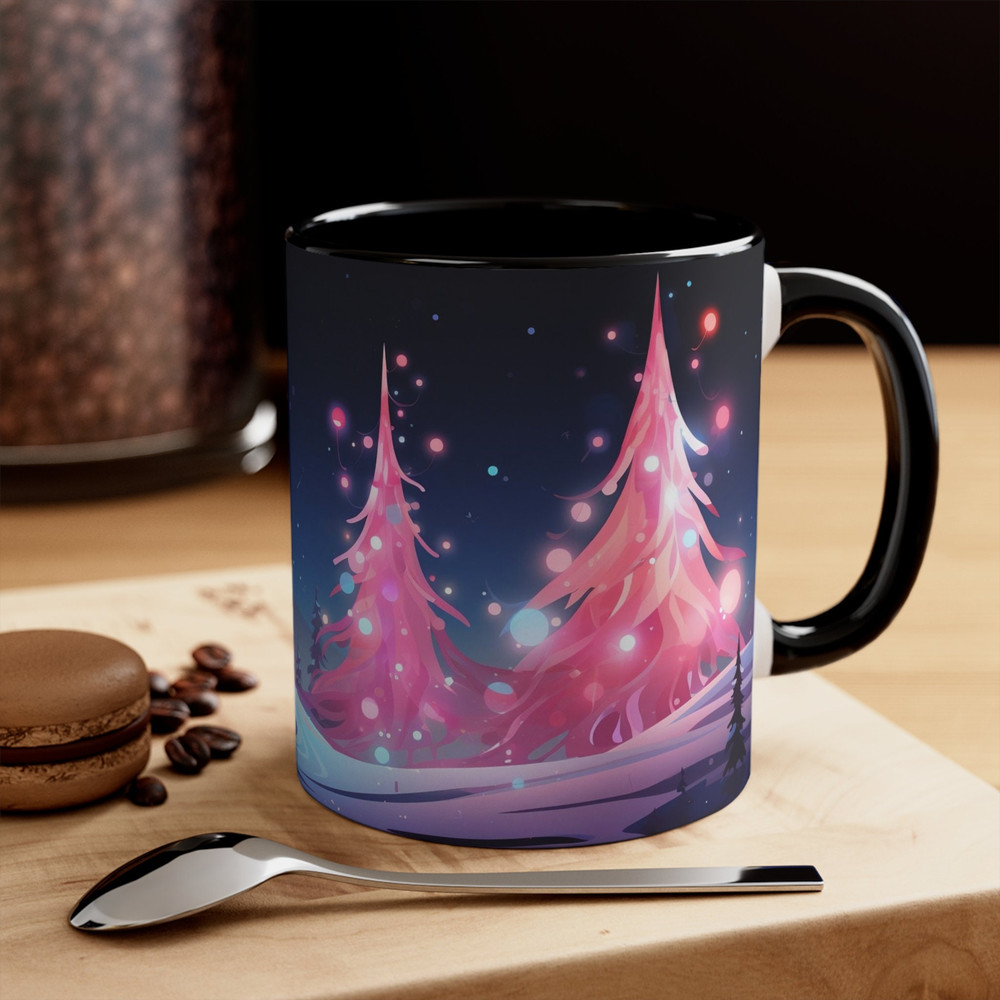 Festive Mug Christmas Tree Wrap Coffee Mug Seasonal Decor Tea Cup Holiday Drinkware Festive Season Cup Pink Christmas Tree Pinkmas Decor 6.jpg