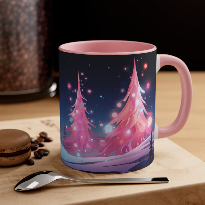 Festive Mug Christmas Tree Wrap Coffee Mug Seasonal Decor Tea Cup Holiday Drinkware Festive Season Cup Pink Christmas Tree Pinkmas Decor 9.jpg