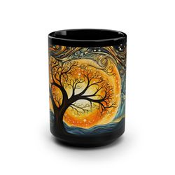 floral moon mug whimsical moon aesthetic mug mysitcal tree and moon coffee mug