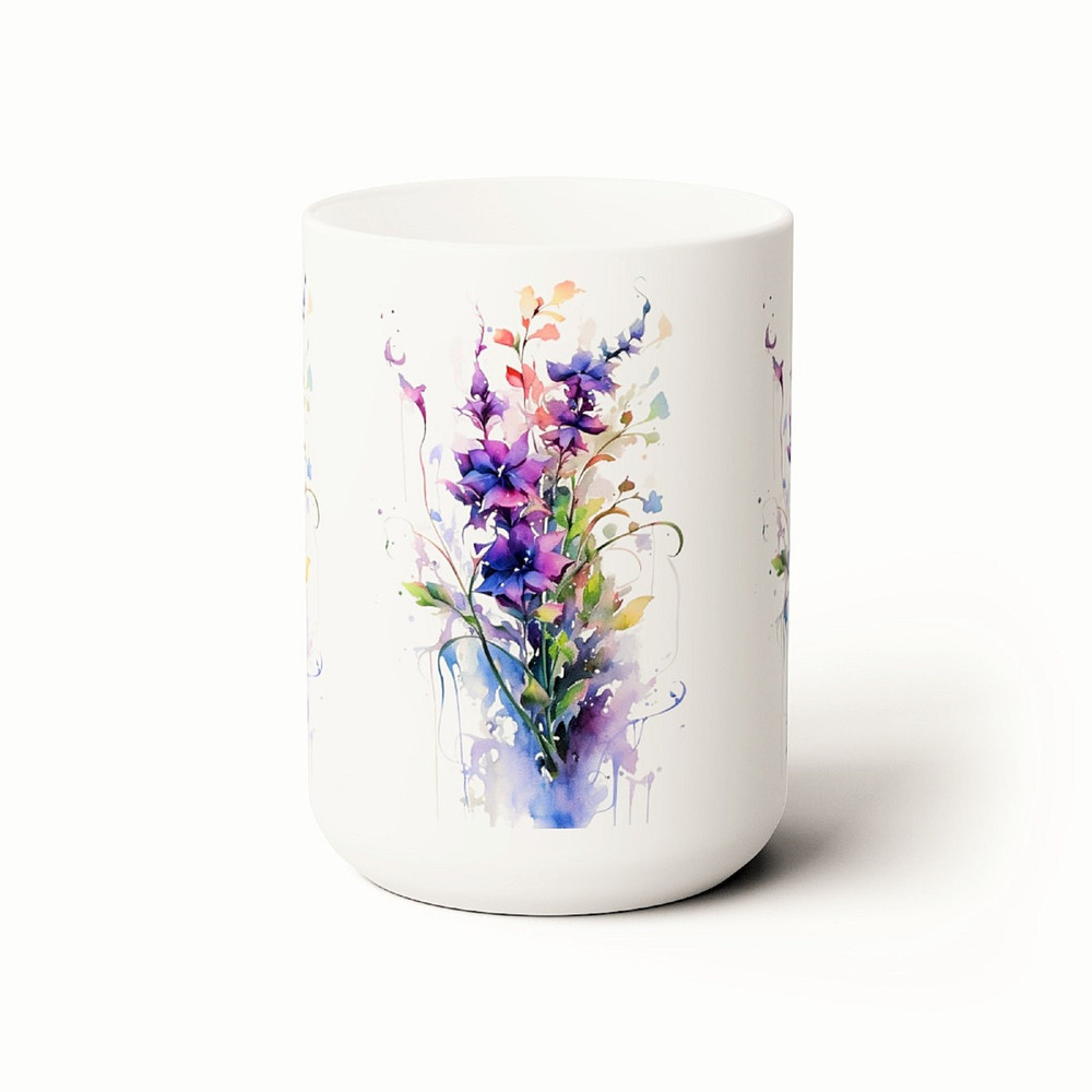 Large Purple Flower Mug Pretty Floral Tea Mug Blue Bonnett Coffee Mug Pretty Floral Watercolor Mug Botanical Wildflowers Cup Garden Cup 3.jpg