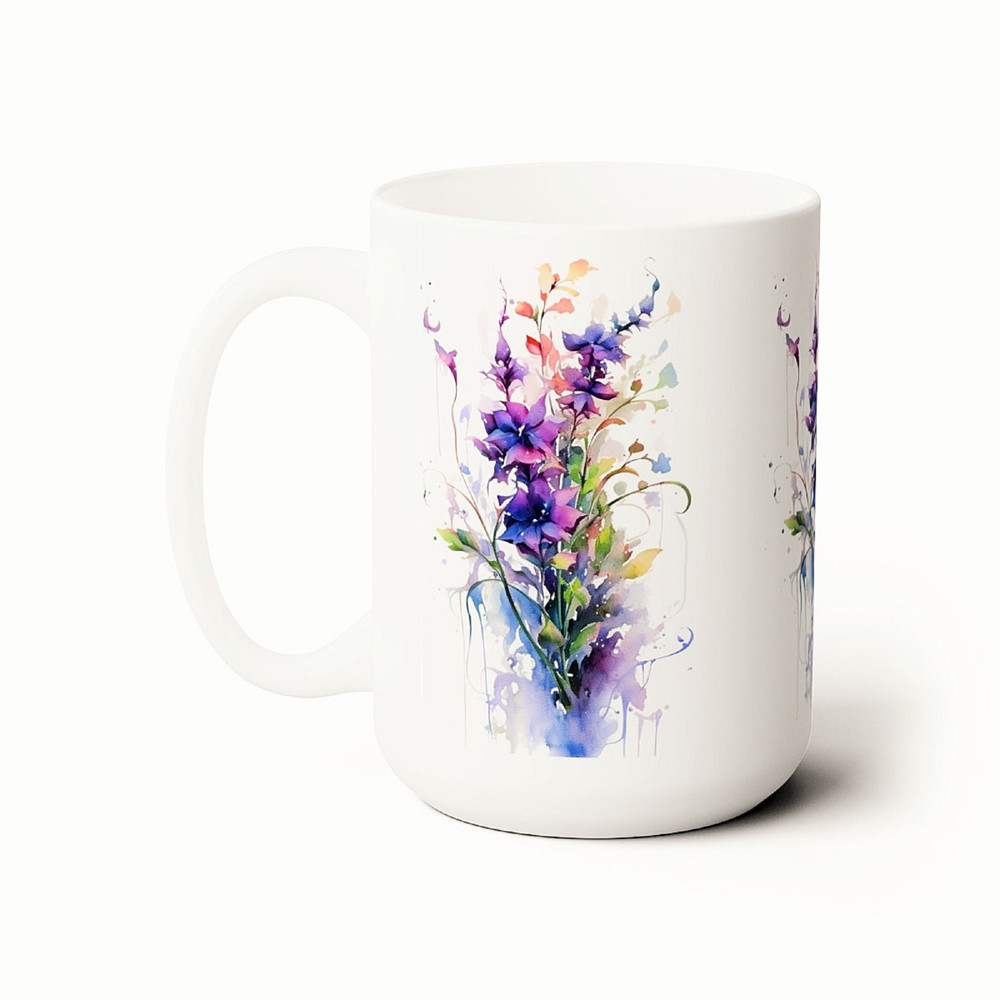 Large Purple Flower Mug Pretty Floral Tea Mug Blue Bonnett Coffee Mug Pretty Floral Watercolor Mug Botanical Wildflowers Cup Garden Cup 4.jpg
