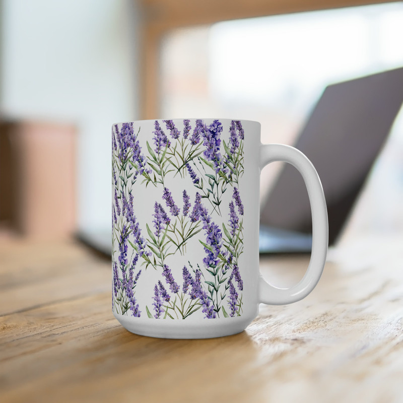Lavender Flower Mug Purple Botanical Coffee Mug Purple Flower Pattern Tea Cup Lavender Wildflower Tea Mug Pressed Lavender Coffee Mug Gift 4.jpg