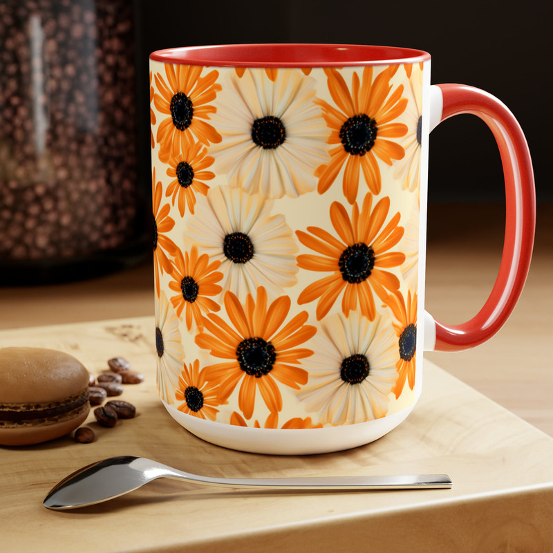 Light Tan Daisy Mug, Daisies Mug, Daisy Coffee Mug, Daisy Ceramic Mug, Ceramic Mug With Daisies, Cottagecore Daisy Mug, Daisy Mug Gift 10.jpg