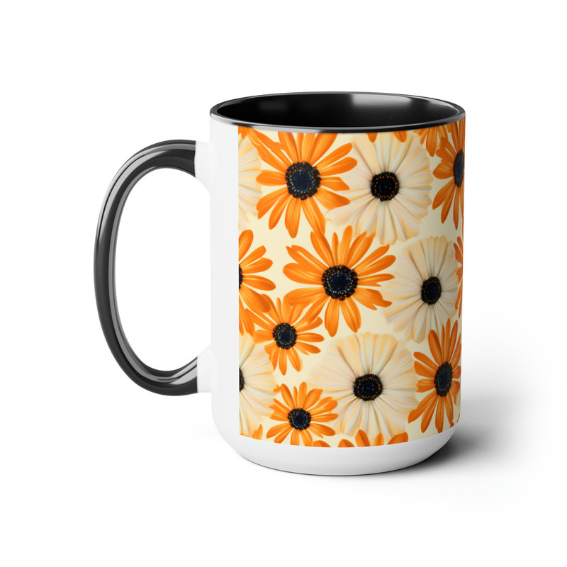 Light Tan Daisy Mug, Daisies Mug, Daisy Coffee Mug, Daisy Ceramic Mug, Ceramic Mug With Daisies, Cottagecore Daisy Mug, Daisy Mug Gift 2.jpg