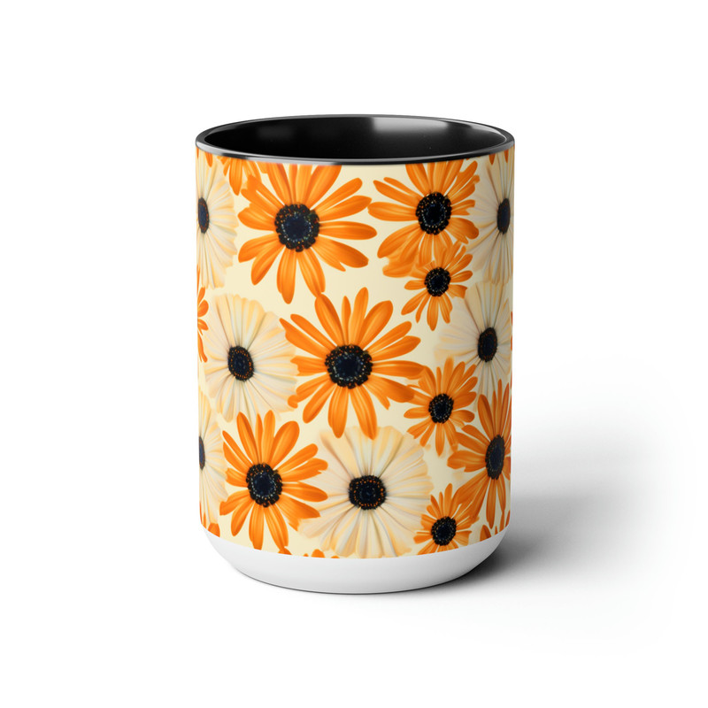 Light Tan Daisy Mug, Daisies Mug, Daisy Coffee Mug, Daisy Ceramic Mug, Ceramic Mug With Daisies, Cottagecore Daisy Mug, Daisy Mug Gift 3.jpg
