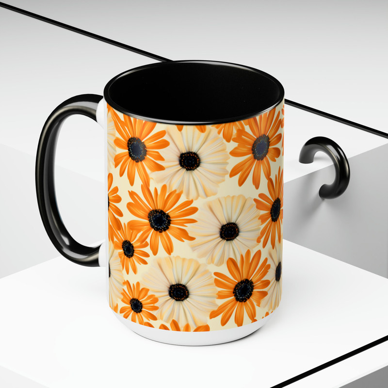 Light Tan Daisy Mug, Daisies Mug, Daisy Coffee Mug, Daisy Ceramic Mug, Ceramic Mug With Daisies, Cottagecore Daisy Mug, Daisy Mug Gift 5.jpg