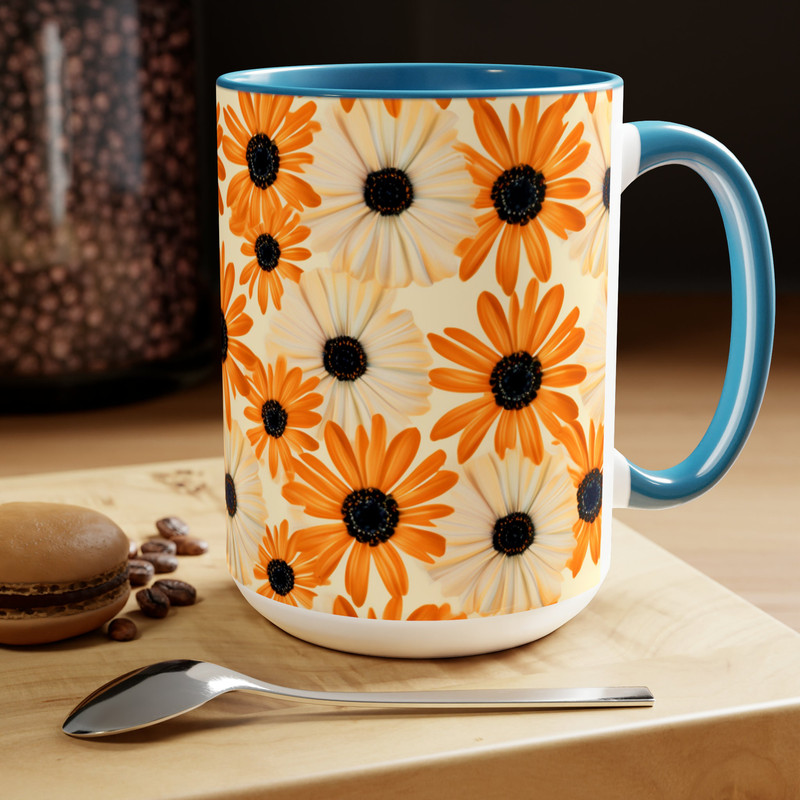 Light Tan Daisy Mug, Daisies Mug, Daisy Coffee Mug, Daisy Ceramic Mug, Ceramic Mug With Daisies, Cottagecore Daisy Mug, Daisy Mug Gift 6.jpg