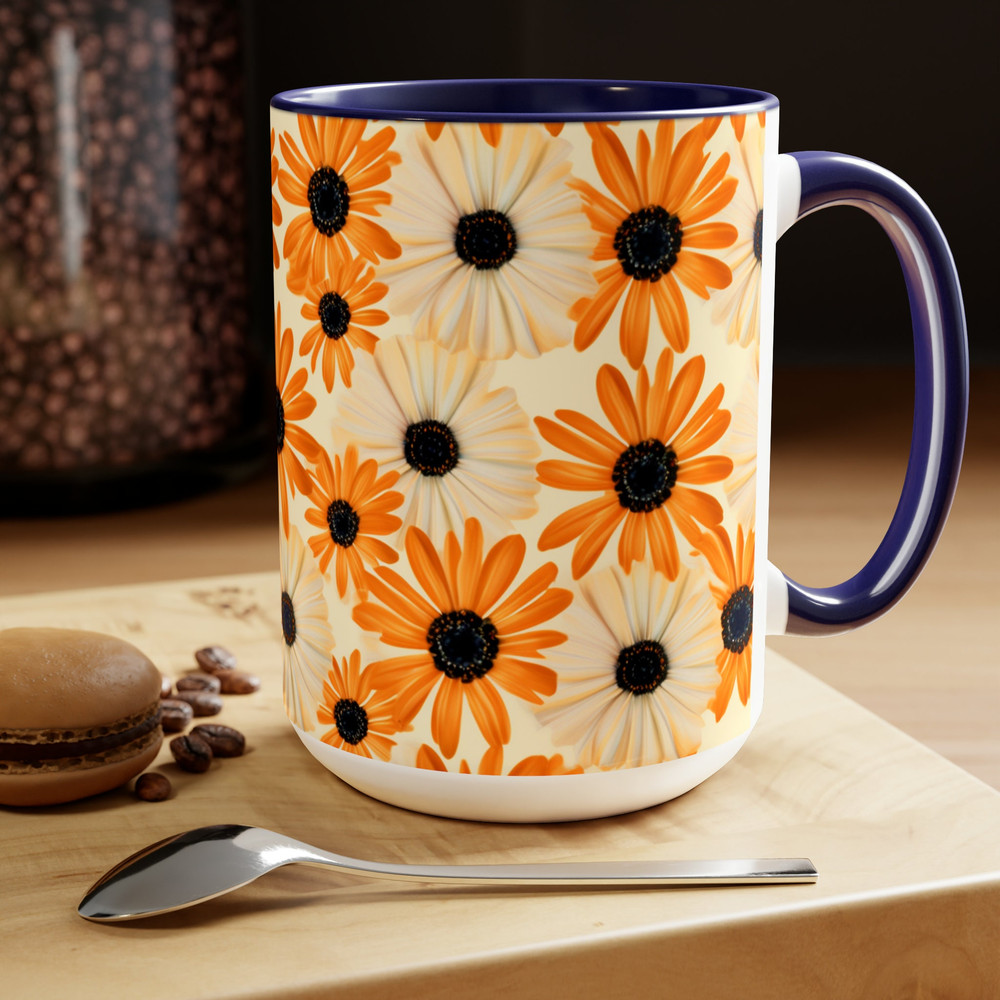 Light Tan Daisy Mug, Daisies Mug, Daisy Coffee Mug, Daisy Ceramic Mug, Ceramic Mug With Daisies, Cottagecore Daisy Mug, Daisy Mug Gift 8.jpg
