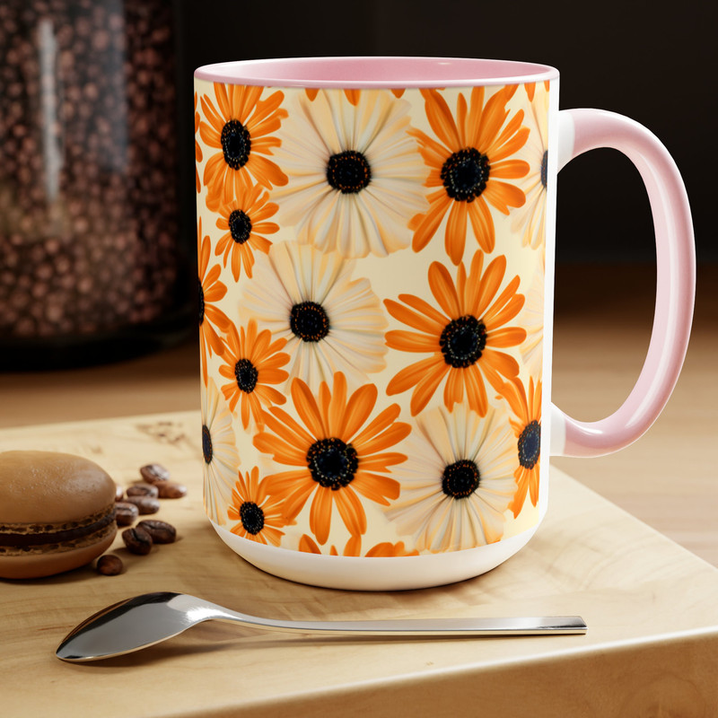 Light Tan Daisy Mug, Daisies Mug, Daisy Coffee Mug, Daisy Ceramic Mug, Ceramic Mug With Daisies, Cottagecore Daisy Mug, Daisy Mug Gift 9.jpg