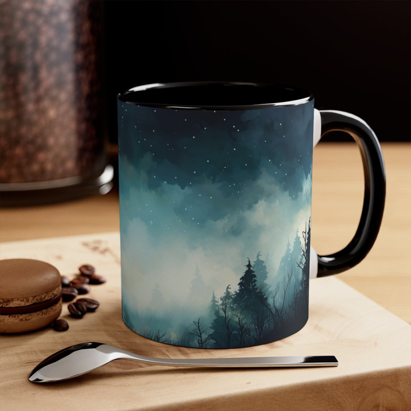 Misty Forest Cup Watercolor Ceramic Mug Nature Forest Coffee Mug Artistic Nature Mug Artistic Nature Mug Kitchenware For Nature Enthusiasts 1.jpg
