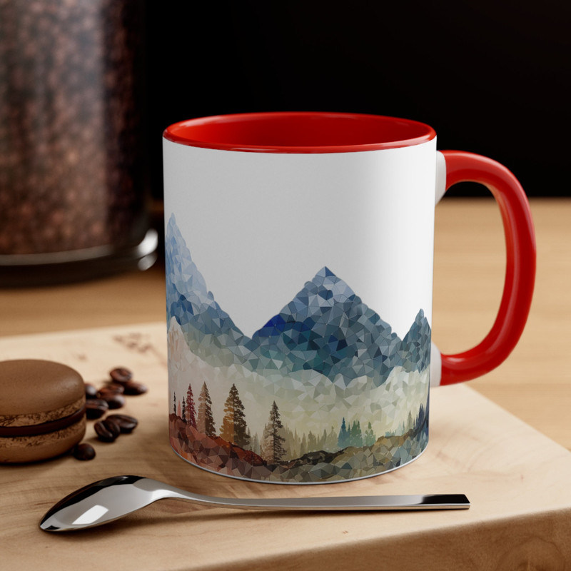 Mountains And Forest Mug 11oz Ceramic Mountain Landscape Illustration Coffee Mug Forest Landscape Tea Mug Outdoor Adventure Tea Cup Gift 5.jpg