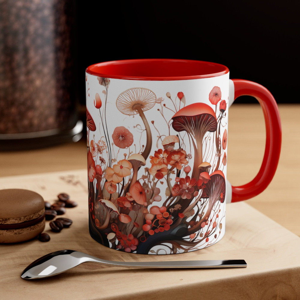 Mushroom Mug Botanical Boho Coffee Mug Botanical Mushroom Gifts Foraging Tea Cup Fungi Magic Tea Mug Cottagecore Mushroom Decor Mushroom Cup 1.jpg