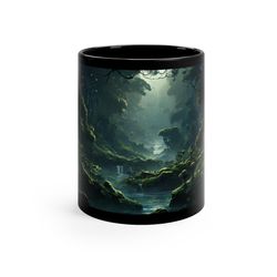 mythical forest mug enchanted woodland coffee cup fantasy nature drinkware whim