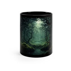 mythical forest mug enchanted woods coffee cup fantasy forest tea mug mystical