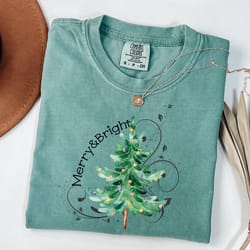 merry and bright christmas t-shirt, holiday t-shirt, cute christmas t-shirt, christmas shirt,iprintasty christmas comfor