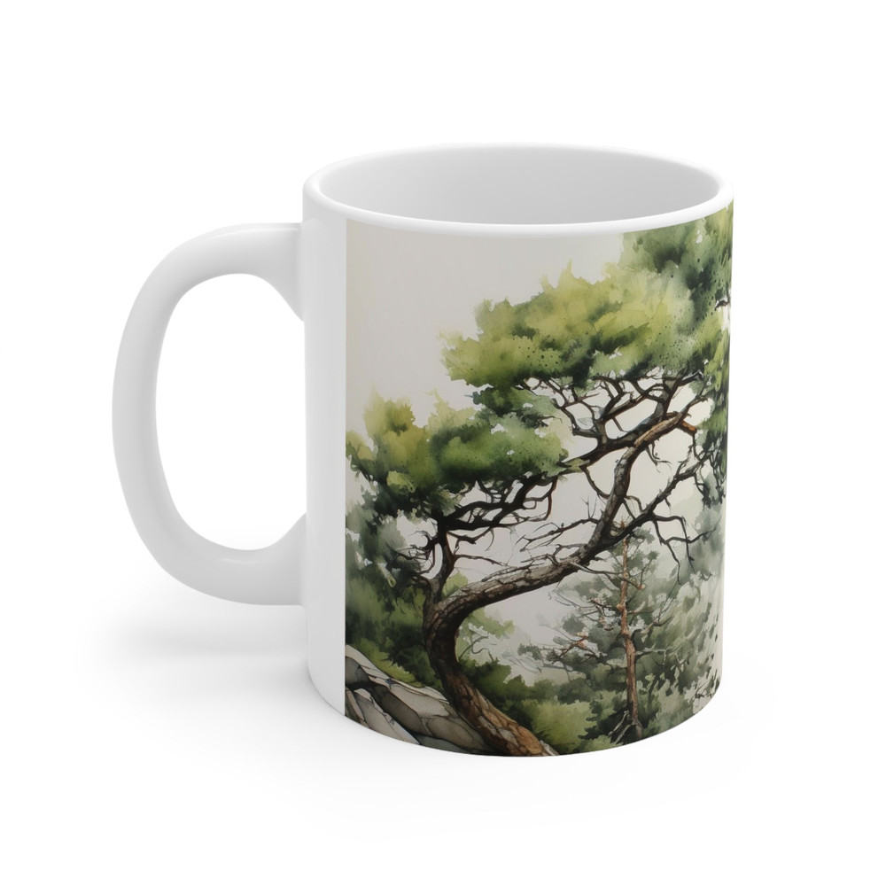 Nature Tree Coffee Mug Beautiful Scenic Outdoor Tea Mug 11oz Watercolor Forest Tea Cup Hiking Lovers Gift  Coffee Cup Watercolor Trees Cup 4.jpg