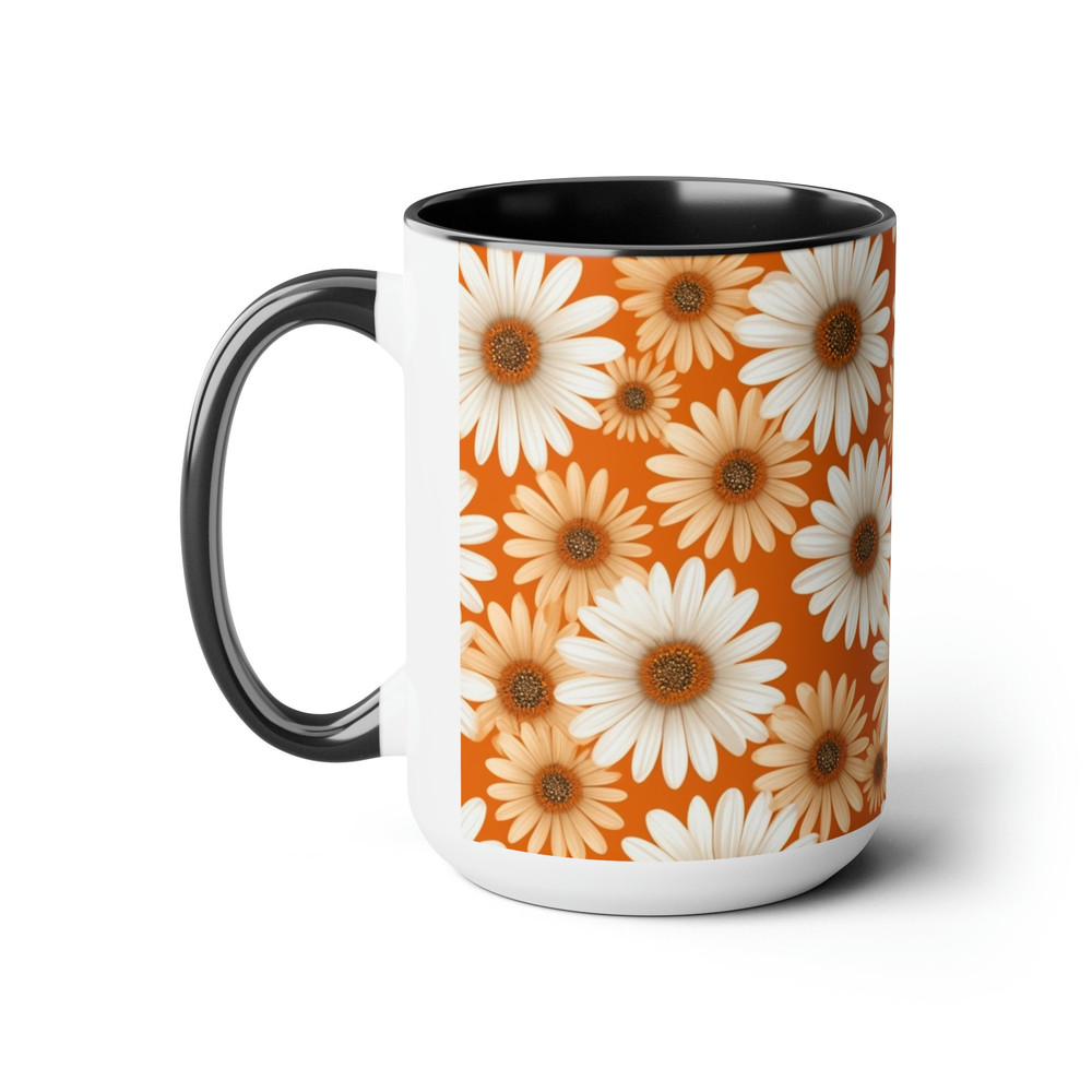 Orange Daisy Mug, Daisies Mug, Daisy Coffee Mug, Daisy Ceramic Mug, Ceramic Mug With Daisies, Cottagecore Daisy Mug, Daisy Mug Gift, Retro 2.jpg