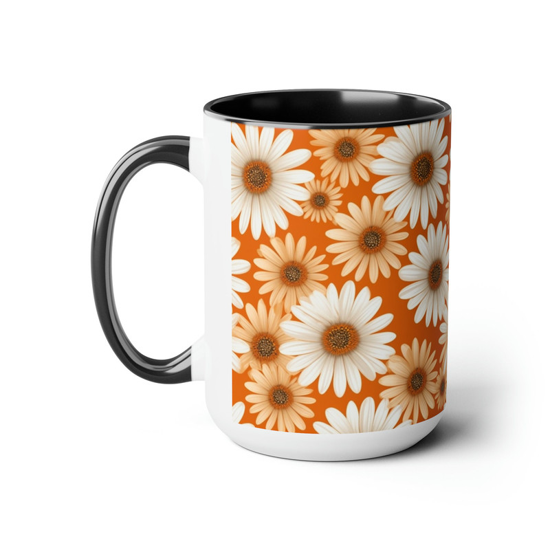 Orange Daisy Mug, Daisies Mug, Daisy Coffee Mug, Daisy Ceramic Mug, Ceramic Mug With Daisies, Cottagecore Daisy Mug, Daisy Mug Gift, Retro 2.jpg