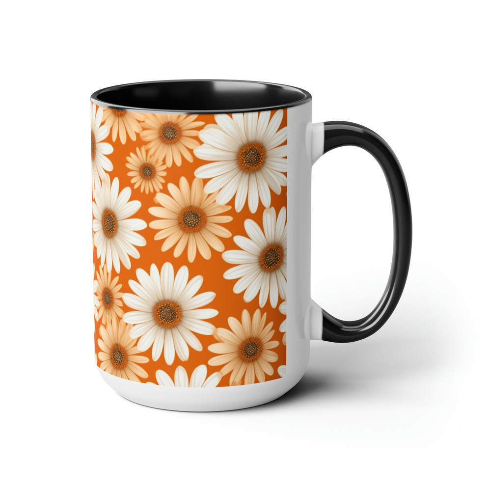 Orange Daisy Mug, Daisies Mug, Daisy Coffee Mug, Daisy Ceramic Mug, Ceramic Mug With Daisies, Cottagecore Daisy Mug, Daisy Mug Gift, Retro 4.jpg