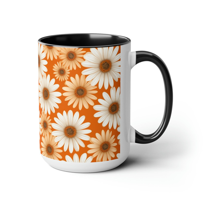 Orange Daisy Mug, Daisies Mug, Daisy Coffee Mug, Daisy Ceramic Mug, Ceramic Mug With Daisies, Cottagecore Daisy Mug, Daisy Mug Gift, Retro 4.jpg