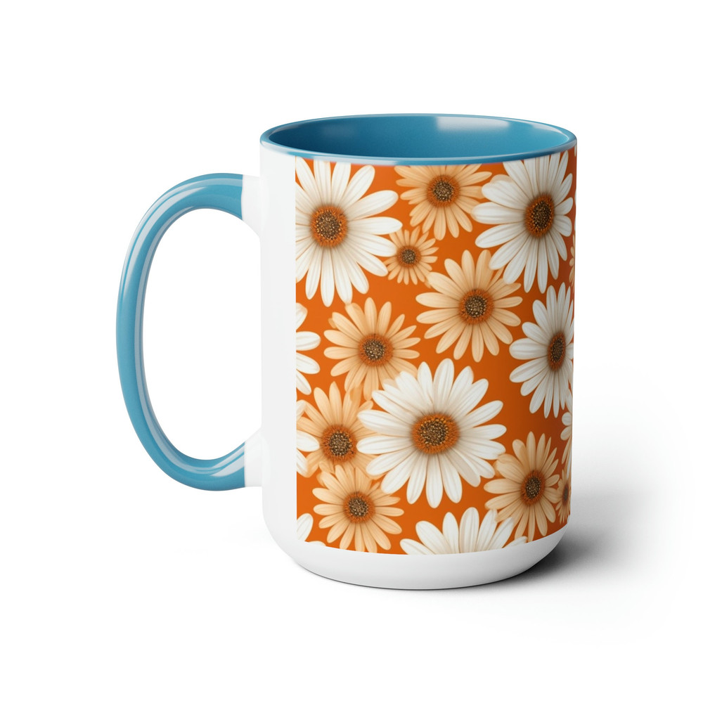 Orange Daisy Mug, Daisies Mug, Daisy Coffee Mug, Daisy Ceramic Mug, Ceramic Mug With Daisies, Cottagecore Daisy Mug, Daisy Mug Gift, Retro 7.jpg
