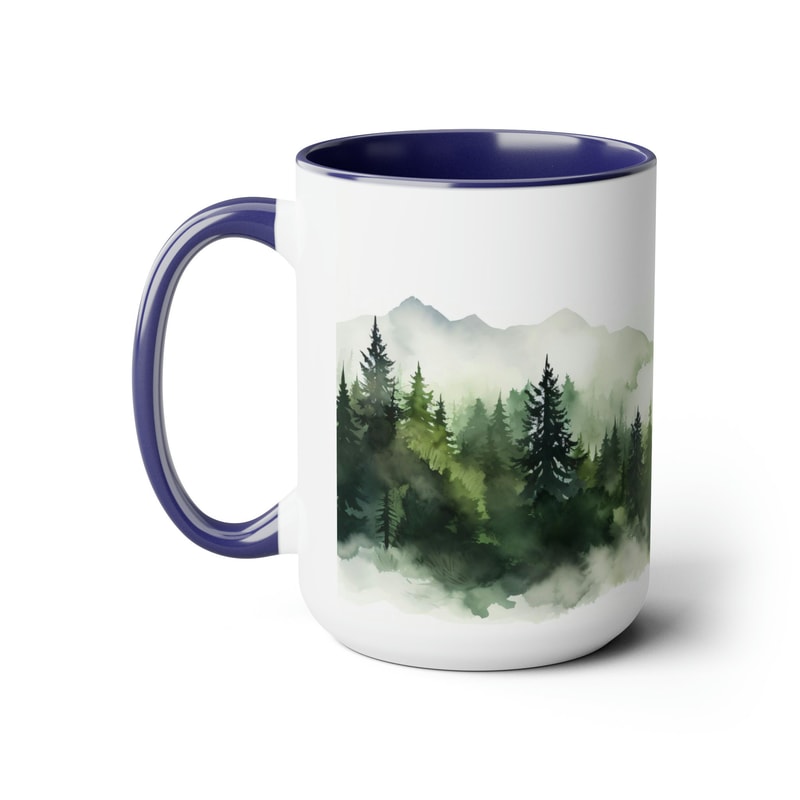 Pine Trees Coffee Cup Evergreen Forest Tea Mug Forest Landscape Mug Nature Inspired Drinkware Nordic Evergreen Cup Serene Forest Drinkware 6.jpg