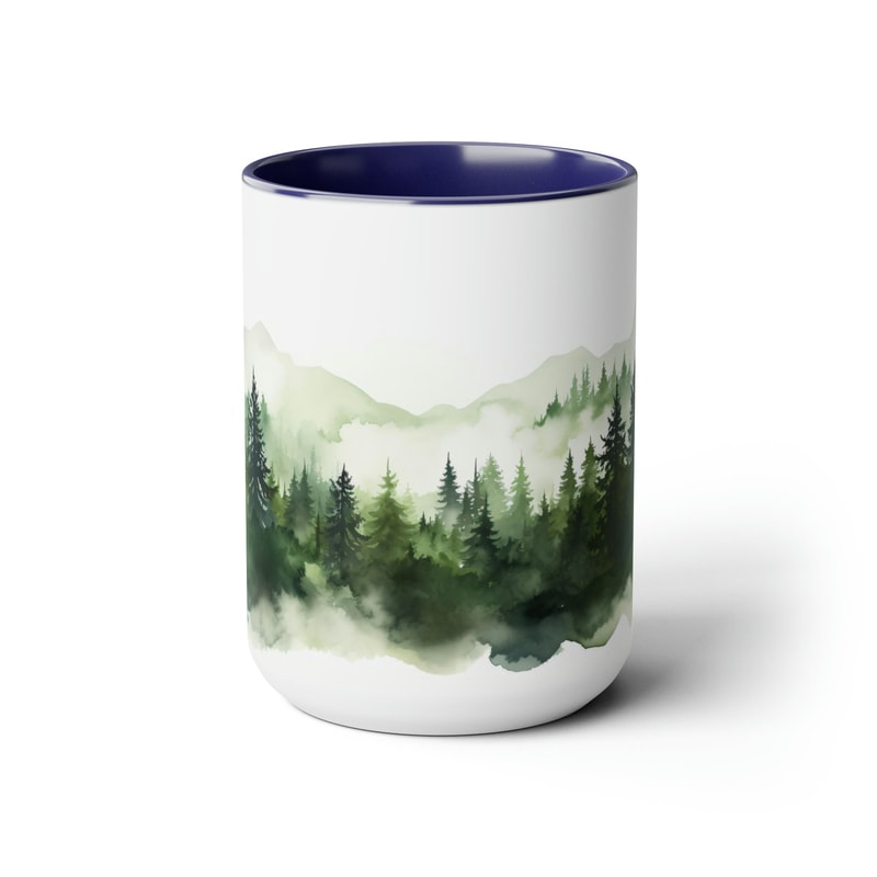 Pine Trees Coffee Cup Evergreen Forest Tea Mug Forest Landscape Mug Nature Inspired Drinkware Nordic Evergreen Cup Serene Forest Drinkware 7.jpg