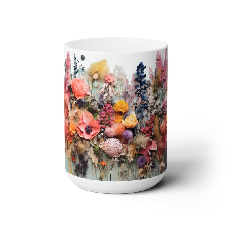 Pressed Flowers Mug Large Large Flower Coffee Mug 1st anniversary Gift 1 Year Anniversary idea Dried Flower Bouquet Tea Mug Dried Flowers 2.jpg